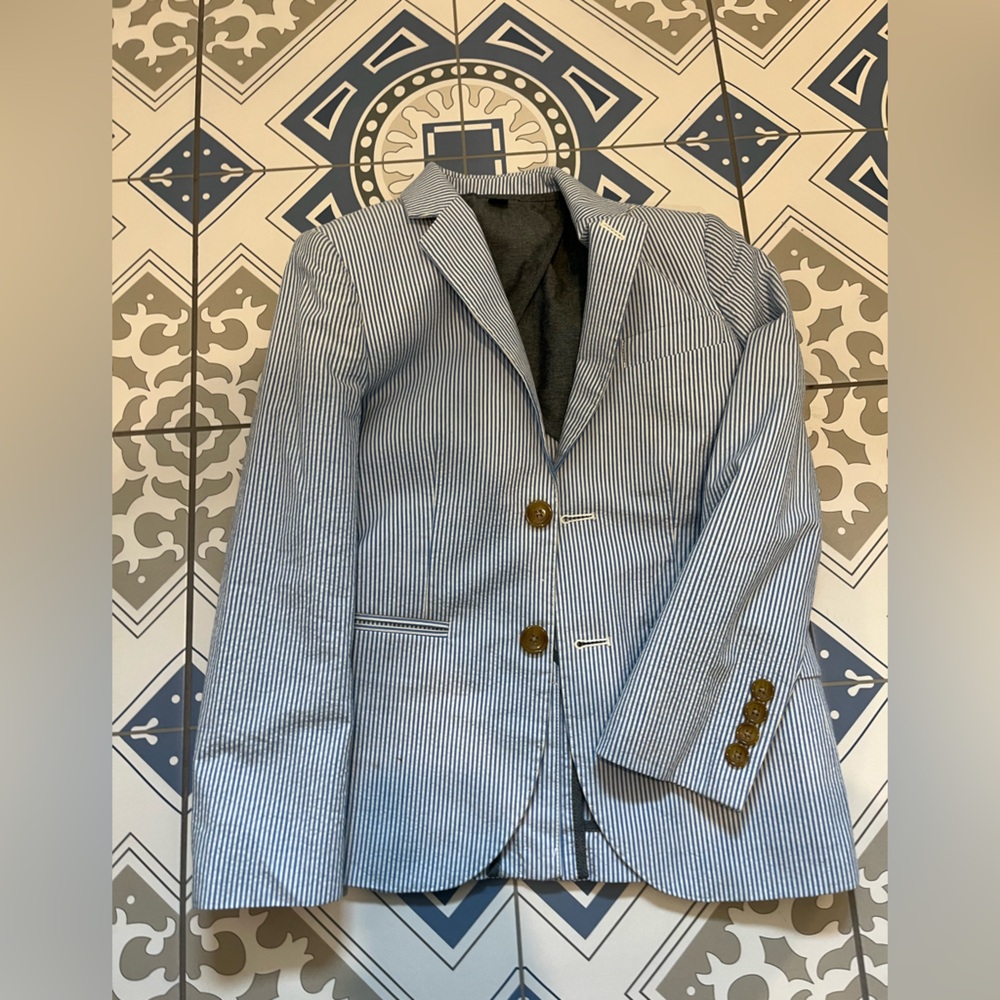 Crewcuts Blue and White Striped Blazer